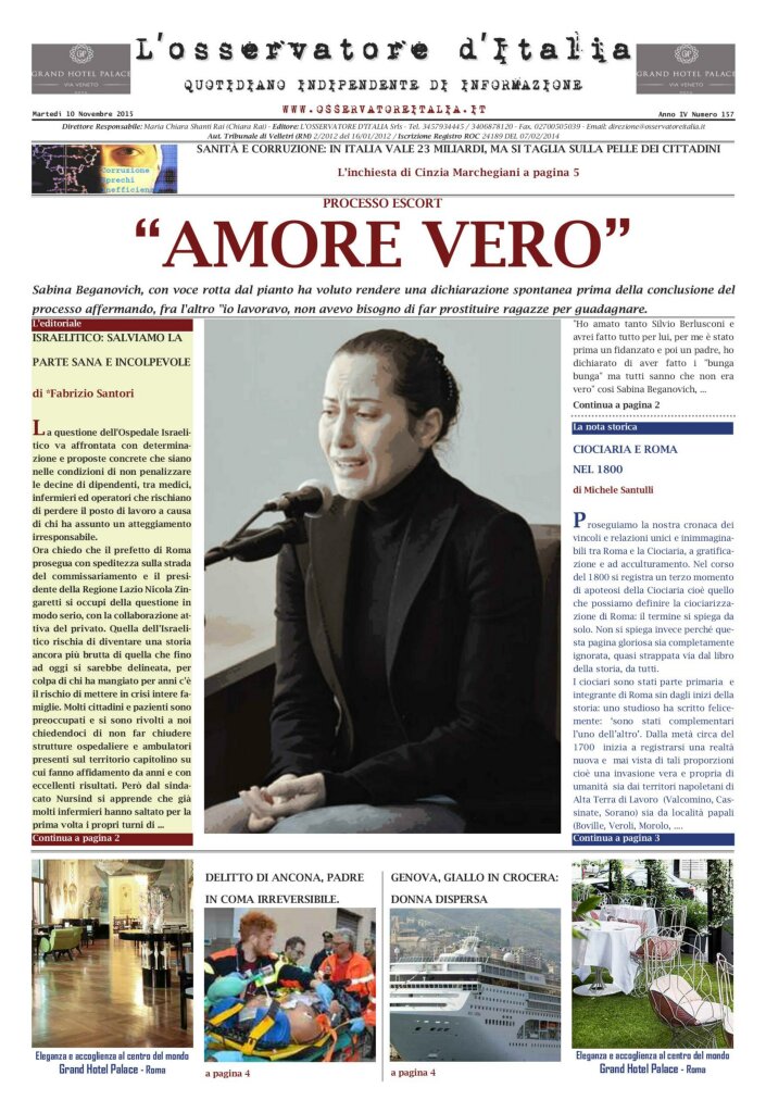 L'osservatore d'Italia edizione del 10 Novembre 2015